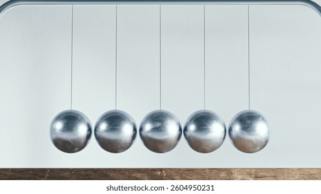 Newtons Cradle An Engaging Visual Demonstration Showcasing the Principles of Momentum and Energy Conservation. 3D Illustration