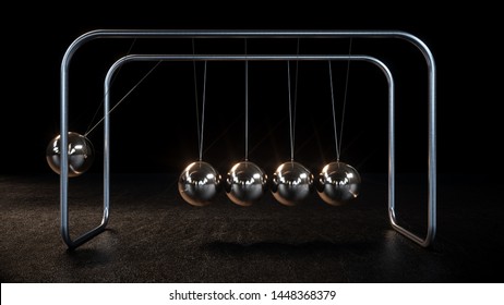 Newton's Cradle Physics Concept - 3D Illustration