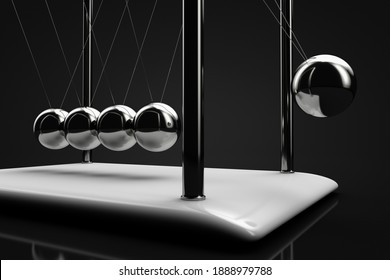 Newton's pendulum in action. Close-up. 3d rendering - Shutterstock ID 1888979788