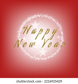 Newyear Elements, Newyear Wreath On Red Gradient Color Background, Flat Lay, Top View, Copy Space.