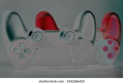 Next Generation Video Game Controls Stylized On Light Background. Electronic Game Accessories. State-of-the-art Controllers. Gamer Commands. Electronic Objects.