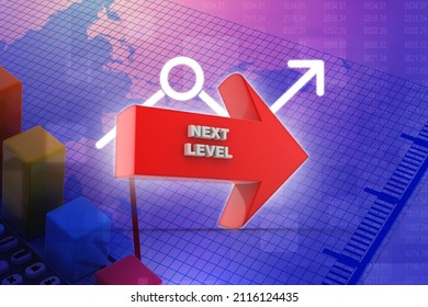 next level arrow . 3D illustration

