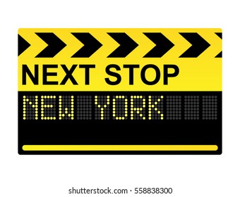 Next Stop New York LCD Display Transport Sign
