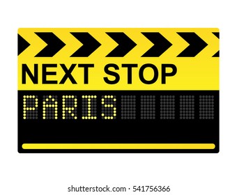 Next Stop Paris Mechanical Display Transport Sign
