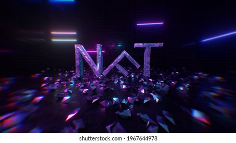 NFT Crypto Art Symbol. Cryptocurrency Digital Money, Collectibles, Cyber Coin And Crypto Currency.