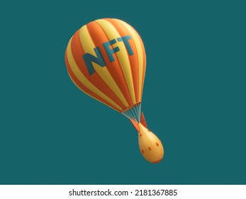 NFT Crypto Nuclear Bomb Drop Torpedo Parachute Balloon 3D Illustration