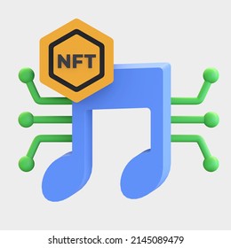 NFT Music Collectible Art Icon 3d Illustration Render