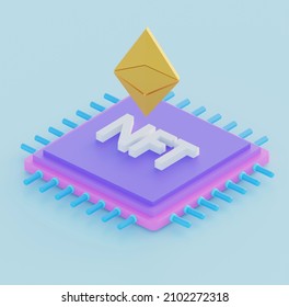 The Nft Or Non Fungible Token For Technology Concept 3d Rendering Illustration