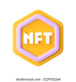 NFT Non-fungible Token, 3d Nft Icon Symbol. 3d Render Illustration