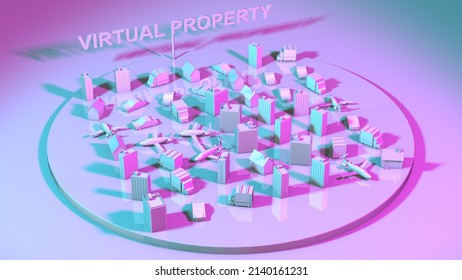 NFT Virtual Property Metaverse Land Minted On The Blockchain NFTs Technology - Illustration Rendering