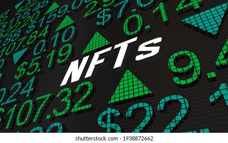 NFTs Non-Fungible Tokens Buy Sell Exchange Market Prices 3d Illustration