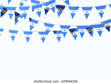 Nicaragua flag festive bunting against a plain background. 3D Rendering - Shutterstock ID 629044106