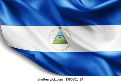 
Nicaragua flag of silk-3D illustration