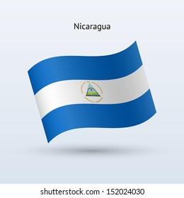 Nicaragua flag waving form. See also vector version.