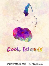 Nice Cook Islands Map In Watercolor