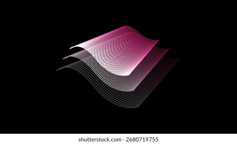 nice and cool pink simple square 3 waving shape design in dark solid background 4k hd images for pc background