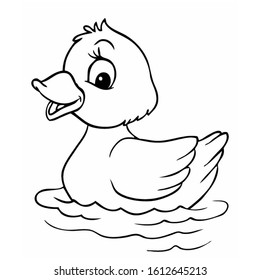 Download Nice Duck Coloring Page Printable Children Stock Illustration 1612645213