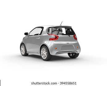 Nice Modern Silver Compact Car - Back View