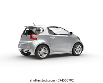 Nice Modern Silver Compact Car - Rear Side View