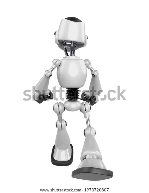 Nice Robot Walking Rear View 3d Stock Illustration 1973720807 ...