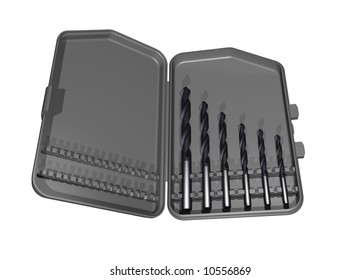A nice set of steel drill bits in a plastic case
