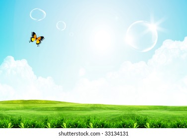 Nice Summer Day Blue Sky Background Stock Illustration 33134131 ...