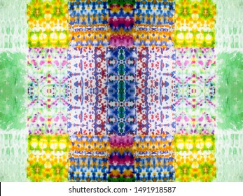 Nice Tie Dye wallpaper. Rainbow Decor. Hippie Ethnic. Dashiki print. Pachwork Ink drawn. Fair, Crimson, Light, Green. Seamless print.