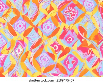 A Nice Warm Wallpaper With Flower Patterns, 1970s Retro Vintage Style, Slightly Fading Colors.
