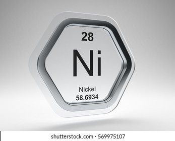 Nickel Symbol On Modern Glass And Steel Icon 3D Render