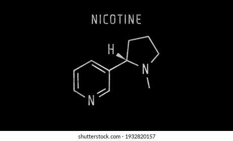 Nicotine Molecular Structure Symbol Sketch Or Drawing On Black Background