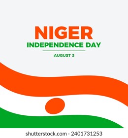 Niger Independence Day poster illustration. Waving Flag of Niger icon on a gray background. Nigerien flag graphic design element. August 3 every year. Important day - Powered by Shutterstock