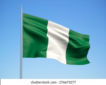 Nigeria 3d flag floating in the wind. 3d illustration.