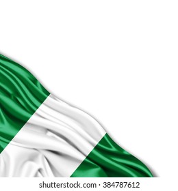 Nigeria flag of silk with copyspace for your text or images and White background