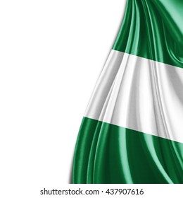 Nigeria flag  of silk with copyspace for your text or images and white background-3D illustration