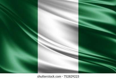 Nigeria  flag of silk-3D illustration 