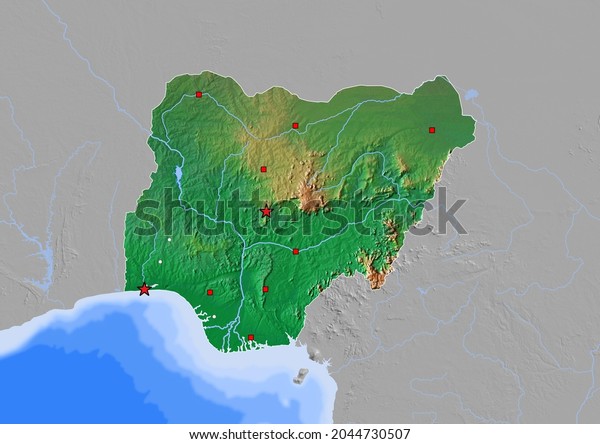 Nigeria Map Map Nigeria Capital Major Stock Illustration 2044730507   Nigeria Map Capital Major Cities 600w 2044730507 