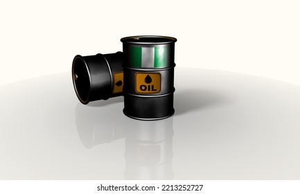 Nigeria Oil Barrels,
3D Illustration White Background