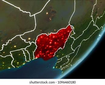 Map Nigeria Red Seen Space On Stock Illustration 1046195092 | Shutterstock