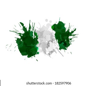 Nigerian flag made of colorful splashes