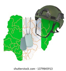 Nigerian Military Force, Army Or War Concept. 3D Rendering Isolated On White Background