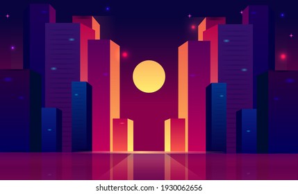 Night City Landscape Background Skyscrapers On Stock Illustration ...