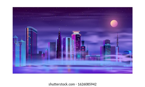 Night City Moon Light Neon City