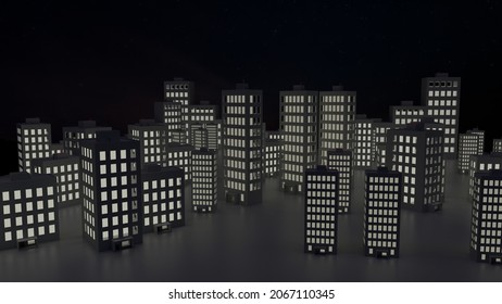 Night City - Primitive 3D illustration