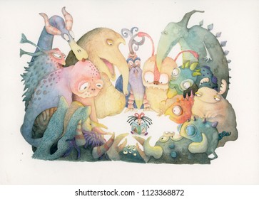 Night Creatures Gathering Stock Illustration 1123368872 | Shutterstock