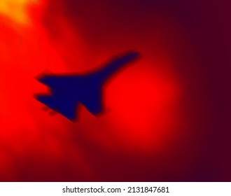 Night Fighting Russian Military Fighter Aircraft. Illustration Of Thermal Image. Terrible Military Equipment For War