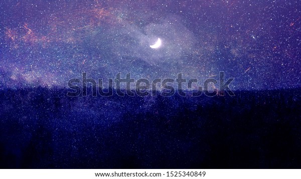 Night landscape with shining stars and moon,\
abstract blue nature\
wallpaper