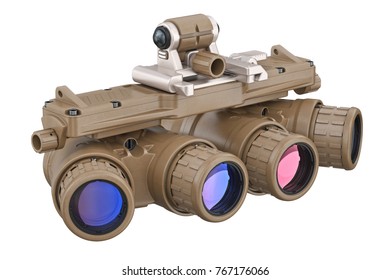 Night military goggles optical devise. 3D rendering