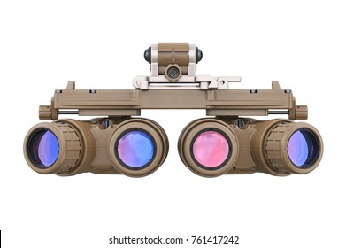 Night military vision goggles, front view. 3D rendering