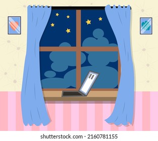 Night Out Window Icon Cartoon Style Stock Illustration 2160781155 ...