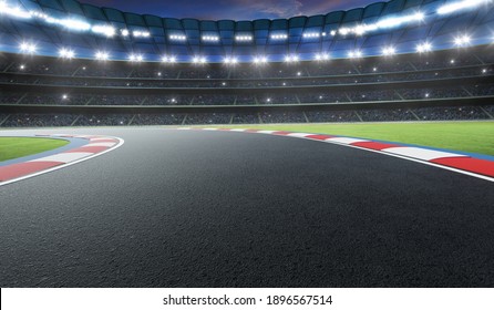 Night Scene International Race Track. 3d Rendering